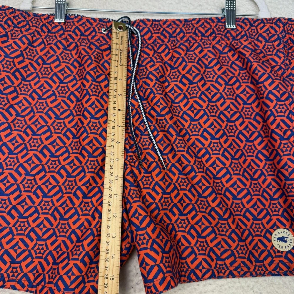 Ted Baker Swim Trunks Shorts Mens 2XL Orange Geometric Lobster Drawstring Lined - Picture 7 of 8